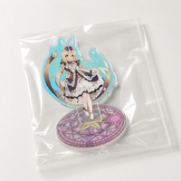 Figurine en acrylique Fille Lapin Gothique avec Lune, Design Original, En Stock, Découpée avec Fente pour Support, Base Ronde Cercle Magique, Transparente, Vente en Gros