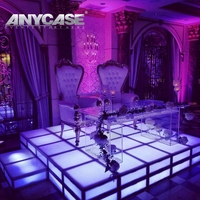 TM ANYCASE Scène de fête légère en acrylique blanc, piste de danse numérique, table de bar lumineuse à LED, scène en acrylique pour mariage