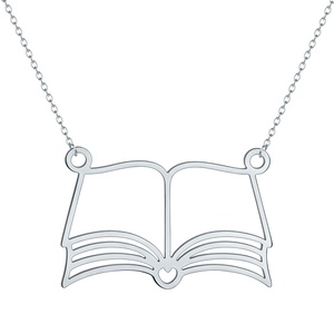 Collana con Ciondolo a Forma di Libro Minimalista, in Acciaio Inossidabile, Personalizzabile, Regalo per Amanti dei Libri - Product Image 2