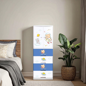 Ours mignon Tiroirs de rangement en plastique à 5 couches Organisateur d'<span class=keywords><strong>armoire</strong></span> en PP pour la garde-robe de bébé Vêtements pour enfants Literie <span class=keywords><strong>Maison</strong></span> Salon - Product Image 3