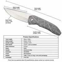 Couteau pliant en acier CPM S30V, manche en alliage d'aluminium, lame finition Stonewashed, couteau pliant EDC, léger, durable, compact pour l'extérieur