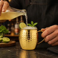 Taza Metálica Moscow Mule OEM de 420ml/550ml con Textura Martillada, sin Plomo, con Asa, para Vodka, Cerveza de Jengibre, Regalos para Restaurantes