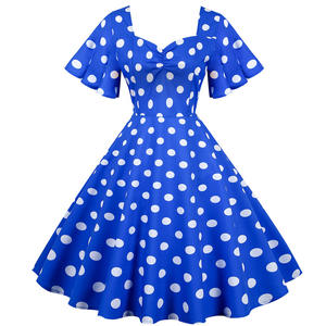 Robe à pois pour femmes 2021 Robe élégante pour femmes Mode Soirée <span class=keywords><strong>Pin</strong></span>-<span class=keywords><strong>up</strong></span> Années 1950 Robe rétro Swing Vintage - Product Image 2