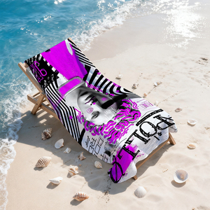 Toalla de Playa Grande con Líneas Artísticas Futuristas, Suave y Cómoda, Ligera y Fácil de Transportar, Personalizable - Product Image 5