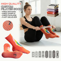Chaussettes de yoga Pilates épaisses BiLu, échantillon gratuit, faible MOQ, pour femmes, logo personnalisé, chaussettes colorées antidérapantes en coton tricoté avec grip