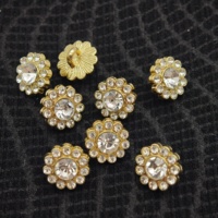 Kancing Berbentuk Bunga dengan Hiasan Rhinestone, Warna Emas, Kristal Mutiara, Berlian Imitasi, untuk Pakaian Pengantin Bahan Chiffon, Dapat Dicuci