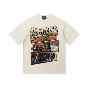 Venta al por mayor Streetwear camiseta Unisex Beige personalizado camiseta impresa gráfico camisetas - Product Image 1