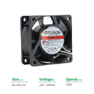 Sunon MA2062-HVL.GN ODM 60x60x25มม. 220-240VAC 0.198/0.211A 4.1/4.4W 4100/4200rpm 17.5/18CFM ตู้อินเวอร์เตอร์แกน - Product Image 2