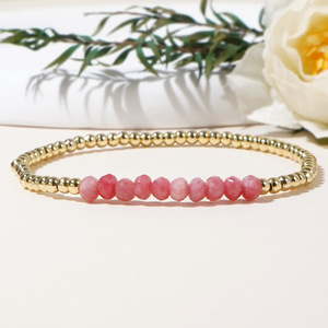 Bracelet artisanal en perles d'abaque naturelles multicolores, design bohème été 2025, plaqué or 18 carats - Product Image 3