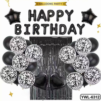 Ensemble de décoration d'anniversaire le plus vendu avec rideau de ballons confettis, fournitures complètes, ensemble de lettres en aluminium Joyeux Anniversaire