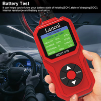 MDXT-610 Comprobador de Sistemas de Baterías 12V para Coche y Moto, Analizador de Baterías de Iones de Sodio Automático con Pantalla TFT LCD Multilingüe y Pinzas