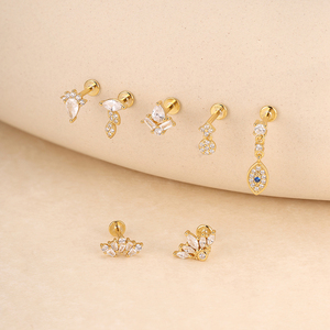 Pendientes Pequeños de Plata S925 con Diseño de Corona de Flores y Borlas Geométricas de Lujo para Uso Diario - Product Image 1