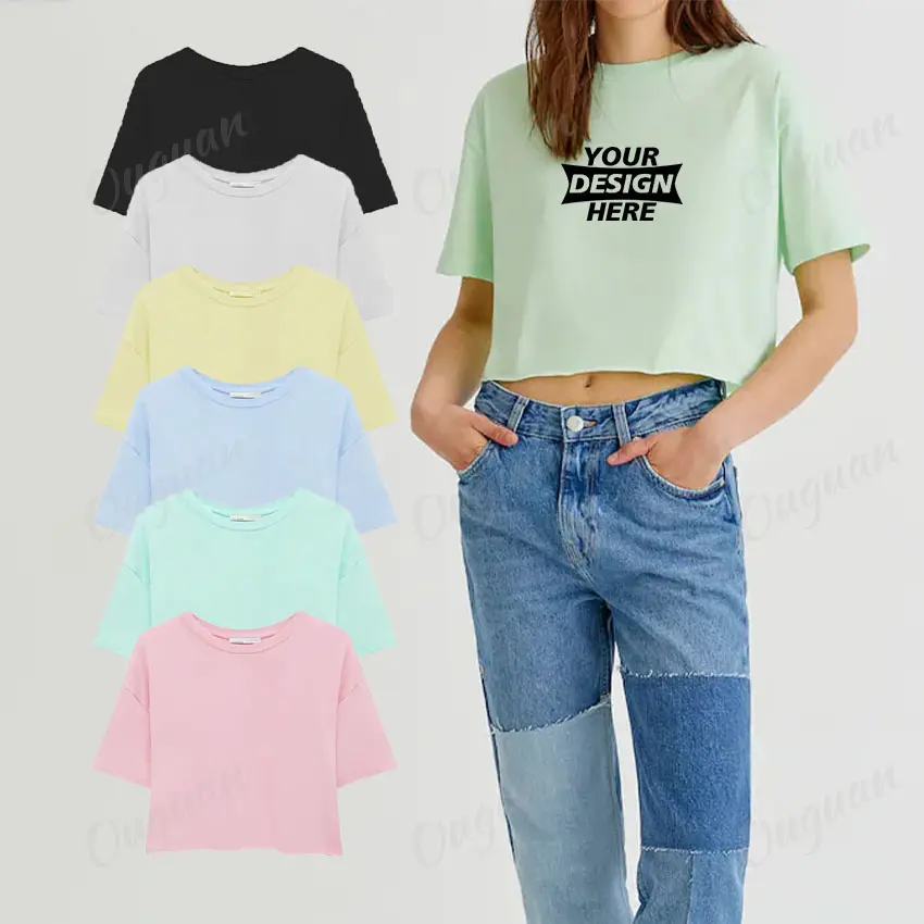 Sexy Tees Black Grey White Summer Female Soft T Shirt Wholesale Crop Top Quality Cheap Price Oversized Graphic Print Bulk Women