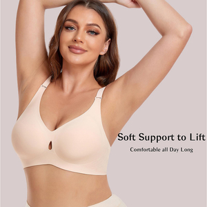 New Style <strong>No</strong> Underwire Women Custom Full Cup V Neck Full Support Push up Seamless Comfortable Sport Padded Smoothing <strong>Bra</strong> - Product Image 4
