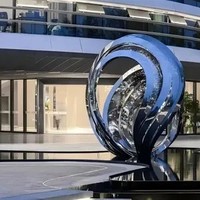 Soudage extérieur sans soudure résistant à la corrosion Décoration d'immeuble de bureaux Art métallique Sculpture abstraite en acier inoxydable