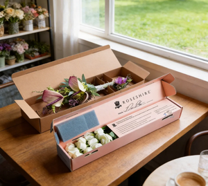 Scatola Personalizzata per Confezione Fiori, Scatola in Cartone Ondulato per Consegna Bouquet con Manico per Spedizioni di Fioristi - Product Image 2