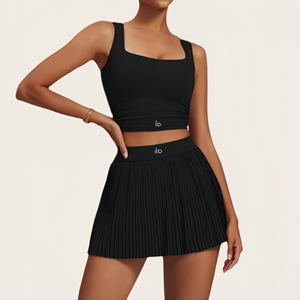 Nuevo Conjunto de Falda Plisada y Chaleco Deportivo de Yoga y Golf para <span class=keywords><strong>Mujer</strong></span>, con Logotipo Personalizado, Ligero, Sin Costuras, Antiexposición, para <span class=keywords><strong>Verano</strong></span> - Product Image 4