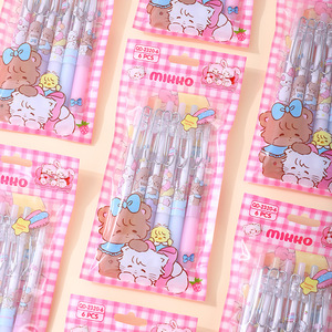 MK072 Vente en gros – Stylos gel Mikko mignons, 2 styles – Papeterie étudiante Kawaii – Série Mikko – Stylos neutres pour bureau et étudiants - Product Image 5