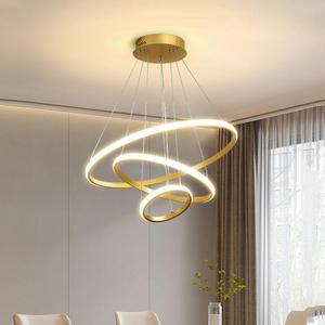 Zèle Éclairage Moderne Or Noir Led Rond Réglable Pendentif Lumières Cercle Anneau Lustre pour Salle À Manger - Product Image 5