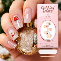 Autocollants pour ongles en gel semi-durcis non toxiques RTS, 16 embouts, motifs Noël, Père Noël, canne à sucre, églantier, paillettes, pour fêtes de fin d'année