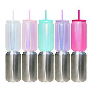 Shimmer Glitter Colorful 16oz Stainless Steel Can Tumbler Double Walled Vacuum Insulated Soda <b>Beer</b> - Product Image 1