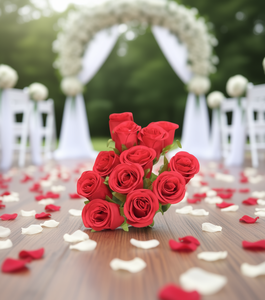 Bouquet di rose artificiali in seta, 12 pezzi, fiori rossi realistici per decorazioni domestiche e matrimoni - Product Image 2