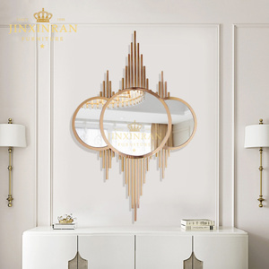 Hiện đại sang trọng Vàng Vòng tường Gương nghệ thuật trang trí nhà phòng khách khung thép không gỉ lớn tường gương - Product Image 1