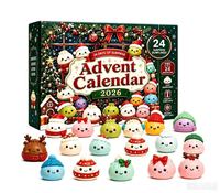 Calendrier de l'Avent de Noël 24 Jours de Surprise, Boîte Mystère Compte à Rebours en Forme de Dumpling Moelleux, Jouets Anti-Stress à Presser, Slime