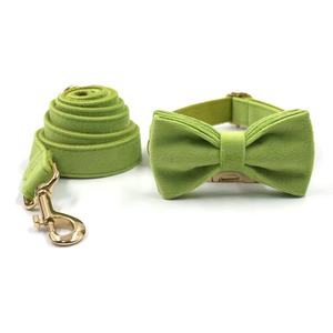 Collare per cani in morbido velluto verde con fibbia dorata collare per cani con etichetta privata con logo personalizzato guinzaglio per collare di cane di lusso per grande papillon - Product Image 3