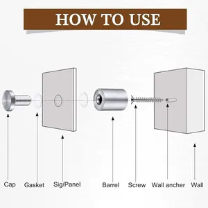 Lot de 4 entretoises creuses en acier inoxydable personnalisées pour montage mural