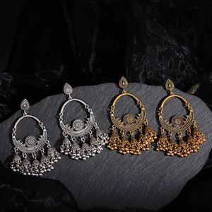 Grande Rotonda Oro Argento Jhumka Orecchini Gioielli Indiani Retro Etnica Gypsy Delle Donne di Boho Delle Signore Dei Monili Retro Nappe 2021 - Product Image 4