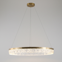 Lampe suspendue longue en cristal moderne de luxe finition or en aluminium et résine LED pour villa et hôtel, lumière blanc chaud, garantie 2 ans