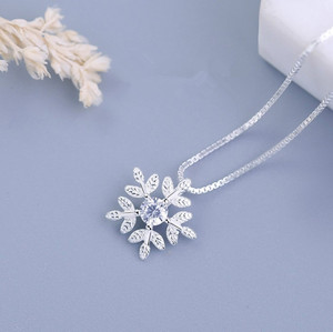 S925 temperamen grosir kalung Zircon Serpihan salju perak murni untuk perhiasan 2025 - Product Image 2
