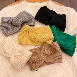 Winter Elastic Knitting Designers Headbands Women Hair Bows Accessories Famous Brands Crochet Wholesale Luxury for Girls Ladies