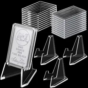 Silver Bar Case Acrylic Easel Stands 1oz Capsule Holders Clear Coin Stand One Troy Ounce Bar