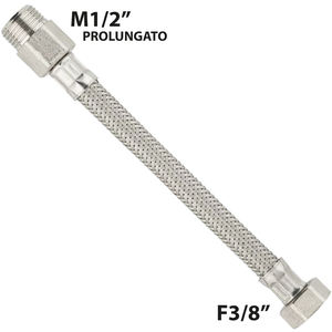 Tubo Flessibile Intrecciato in Acciaio Inox M1/2\" a F3/8\" 40cm DN10 per Bagno, per Impianti Idraulici e Doccia, Realizzato con Materiale in Ottone ed EPDM - Product Image 2
