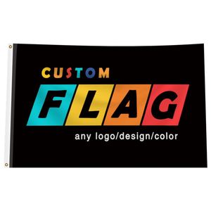 Drapeaux personnalisés de haute qualité, double face, imperméables, 3x5 pieds, avec mât en aluminium, vente en gros, logo en polyester tricoté pour extérieur - Product Image 1