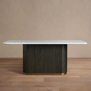 Ensemble de table à manger de luxe pour hôtel, mobilier de maison, design moderne, table à manger rectangulaire avec plateau en marbre stable - Product Image 3