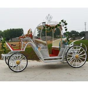 Carruagem de cavalo e carruagem princesa real para meninas, carrinho de casamento Cinderela dourada, carrinho tradicional americano