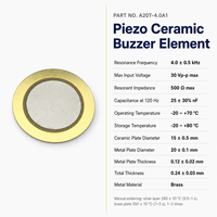 Élément sonore piézoélectrique en céramique 20 mm 4,0 kHz 500 Ohm 25 nF avec base en laiton pour alarmes antivol, jouets, minuteurs et appareils électroménagers