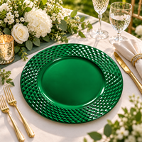 Assiette de Présentation Wojia 13 pouces Rouge Écologique Effet Diamant Électroplaqué Style Américain Moderne Luxe en Plastique pour Fêtes