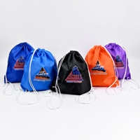 Sac à dos de sport unisexe multicolore avec logo personnalisé, sac promotionnel en polyester imperméable réutilisable à cordon de serrage, pas cher