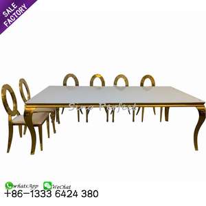 Dining Furniture Wedding Event Stainless Steel Party S Shape <b>White</b> Dinning Dining Dinner <b>Table</b> and Chair - Product Image 2