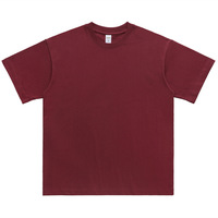 T-shirt col rond pour homme style américain, coupe ample, coton lourd, design uni, pour les loisirs, 100% coton, poids lourd