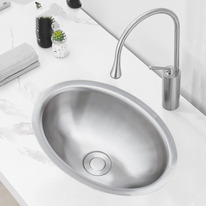 Évier ovale miniature en acier inoxydable SS304 pour camping-car, lavabo sous plan, sans plomberie, gain <span class=keywords><strong>de</strong></span> place pour <span class=keywords><strong>caravane</strong></span>, bateau, bar - Product Image 3