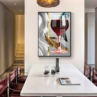 Peinture décorative moderne en porcelaine de cristal pour salle à manger, art luxueux, peinture murale avec verre à vin
