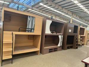 Cama de Dos Pisos con Estructura de Acero y Madera Cama Cápsula de Dos Niveles para Hotel Litera Superior e Inferior de Madera Resistente y Duradera - Product Image 3