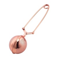 Théière en argent et or à usage domestique, maille en forme de boule, filtre à herbes et épices, passoire en acier inoxydable Sus304, infuseur à thé avec Long manche
