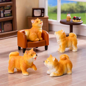 Realistis Shiba Lnu Resin boneka anak anjing miniatur emulasional anjing kecil hewan kerajinan untuk kue Topper telur Paskah hadiah ulang tahun - Product Image 1