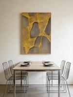 Art mural toile moderne luxueux peint à la main, peinture géométrique abstraite à feuille d’or pour décoration maison